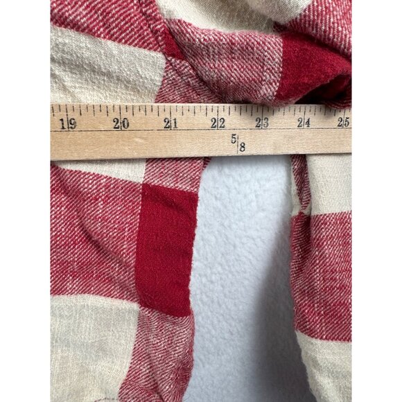 American Eagle hooded plaid crop relaxed button top red preppy sz M - Picture 5 of 7